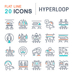 Obraz premium Set Vector Line Icons of Hyperloop.