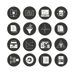 network icon set in circle buttons