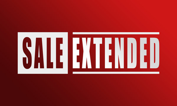 Sale Extended - neat white text written on red background