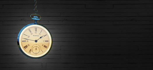 Pocket watch hanging background, business time concept 3D Rendering