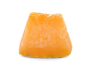 Piece of tasty ripe melon on white background