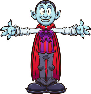 recommend clip art: Happy cartoon vampire with separate body parts. Vector clip art illustration with simple gradients. Some elements on separate layers. 