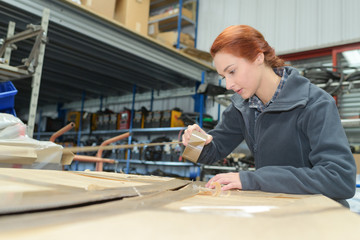female carpenter working