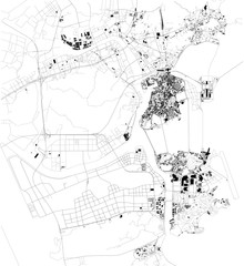 Cartina di Macau, Macao, vista satellitare, mappa in bianco e nero. Stradario e mappa della città. Cina
