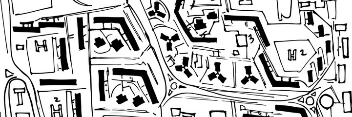 Street city hand drawn map