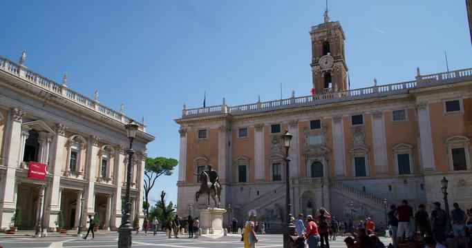 Time lapse. Capitoline Hill. Piazza del Campidoglio.  Rome, Italy, 4K.