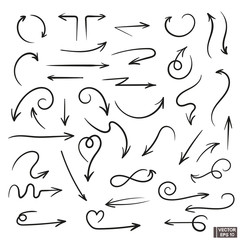 Hand drawn arrows set.