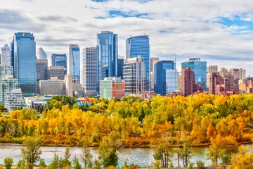 Fotobehang Calgary Downtown Skyline in Autumn Colors © ronniechua