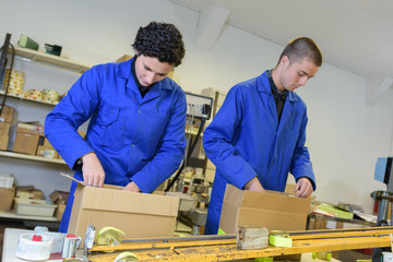 staff receiving incoming goods sorting products and preparing shipment