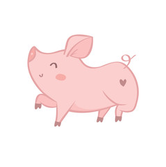 vector single pig character on white background