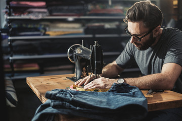 Fashion designer working in his studio