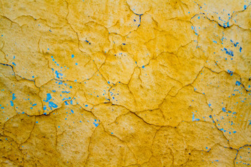Yellow, Blue Old Retro Grungy Peeled Wall Texture, Background