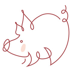 Funny piggy outline color illustration