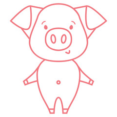 Funny piggy outline color illustration