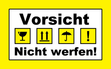 vorsicht nicht werfen cargo post aufkleber