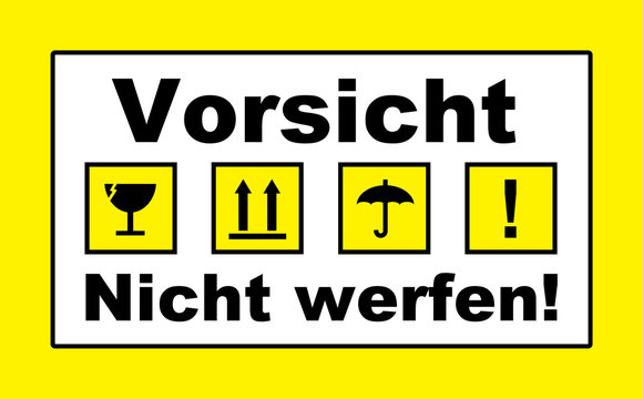 vorsicht nicht werfen cargo post aufkleber