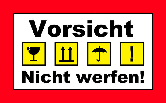 vorsicht nicht werfen post cargo aufkleber