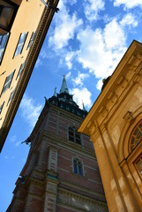 Fototapeta na wymiar church tower in stockholm