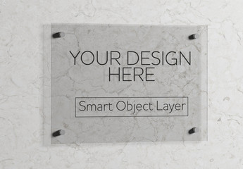 Glass Sign on Wall Mockup