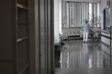 nurses and patients in the corridors of hospitals