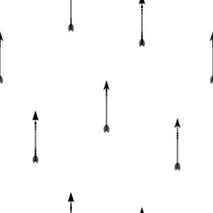 ethnic seamless pattern with black arrows isolated on white. Flat adventure ornament.