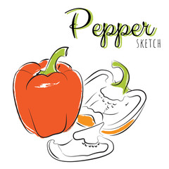 Hand drawn composition with peppers.