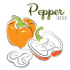 Hand drawn composition with peppers.