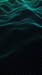 Abstract landscape background. Cyberspace grid. Hi-tech network. 3D illustration