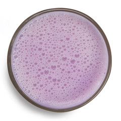 Fresh Berry milkshake top view isolated on white