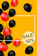 Black friday sale background with balloons. Modern design. Universal background for poster, banners, flyers, card