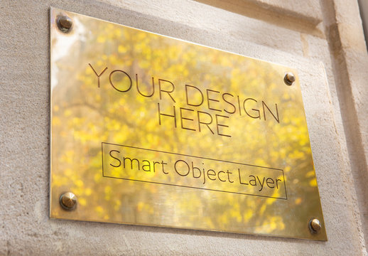 Metal Sign on Wall Mockup