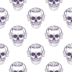 Seamless color pattern with skull