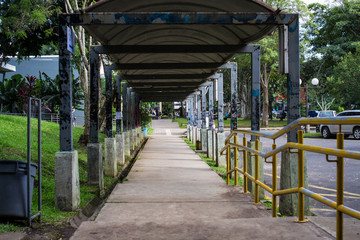 long corridor at the transport stop