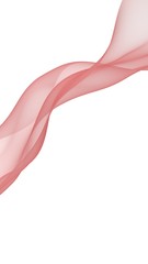 Abstract light red wave. Bright light red ribbon on white background. Abstract red smoke. Light red scarf. Raster air background. 3D illustration