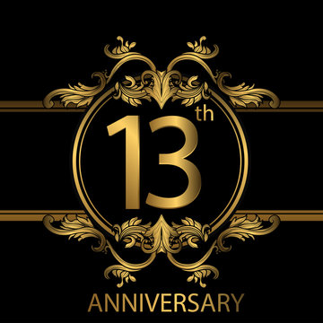 13th anniversary logo with gold color