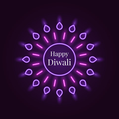 Happy Diwali, banner in bright Neon style