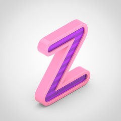 Pink letter Z uppercase with violet stripes isolated on white background.