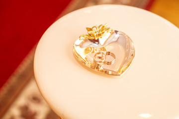 Wedding rings on white