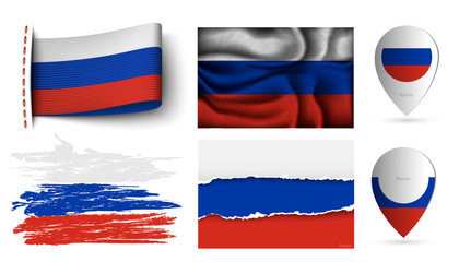 set of russia flags collection isolated