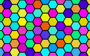 Honeycomb many color, multicolored. Isometric geometry. 3D illustration