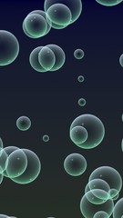 Dark background green mesh bubbles. Wallpaper, texture with bubble. 3D illustration