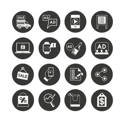 Fototapeta premium marketing and advertising icon set in circle buttons