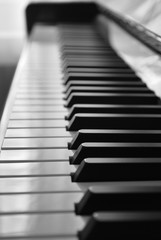 Black and white keys of the piano, indoors