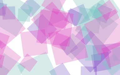 Multicolored translucent squares on white background. Pink tones. 3D illustration