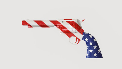 Big Revolver with USA Flag Painted On 3d illustration 3d render