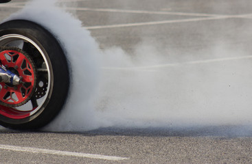 smoke from the wheels