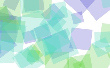 Obraz premium Multicolored translucent squares on white background. Green tones. 3D illustration