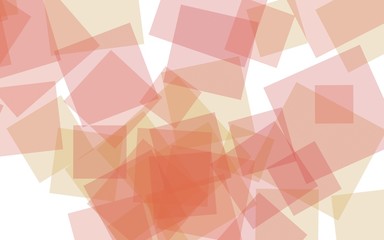 Multicolored translucent squares on white background. Red tones. 3D illustration