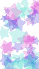 Obraz premium Multicolored translucent stars on a white background. Vertical image orientation. 3D illustration