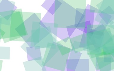 Obraz premium Multicolored translucent squares on white background. Green tones. 3D illustration